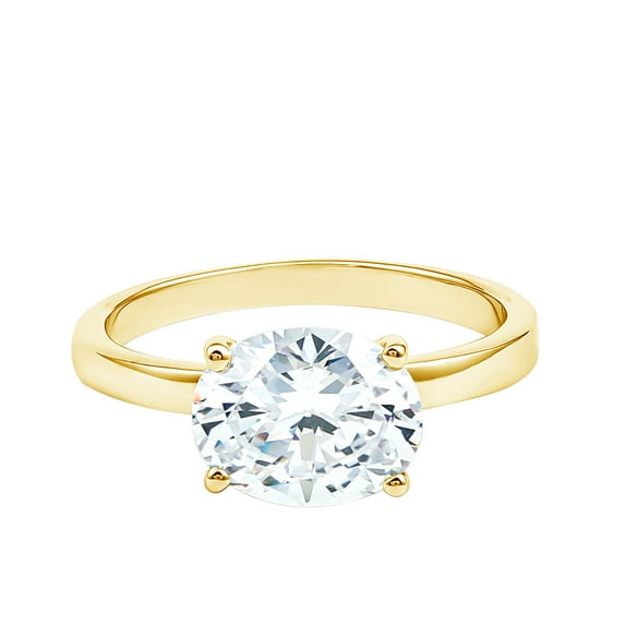 Rosec Jewels Lab Grown Diamond Oval Engagement Ring 2 Carat - East West Ring for Women - 7X9 mm - EF-VS Quality Certified, 10K Yellow Gold, US 13.00