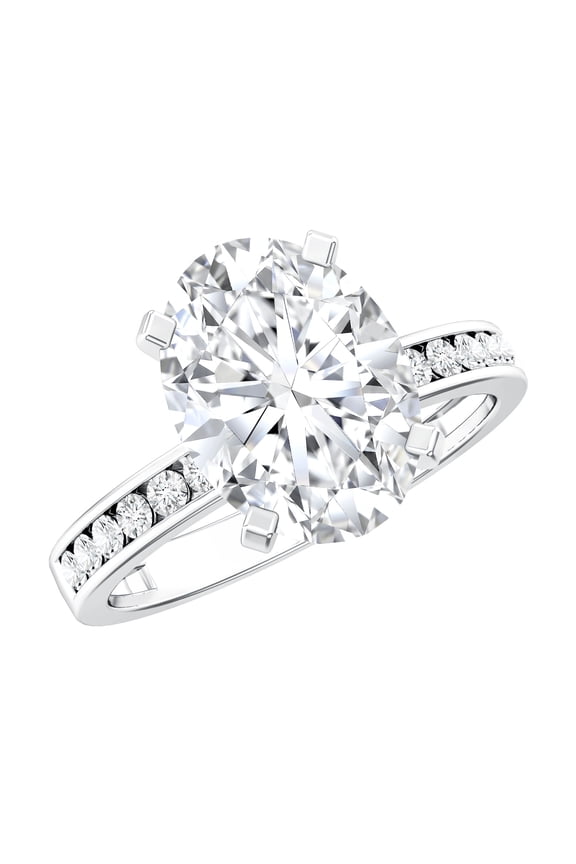 Lab Grown Diamond Oval Engagement Ring 3 Carat - E-VS1 Quality - IGI Certified Diamond Statement Ring for Women, 18K White Gold, US 9.00
