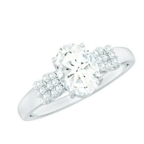 Rosec Jewels Lab Grown Diamond Oval Engagement Ring - Designer Ring for Women (6X8 mm, 1 Carat), 925 Sterling Silver, US 4.00