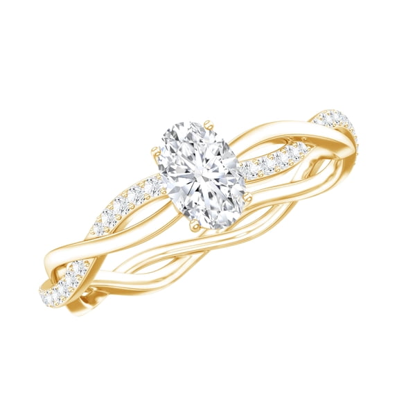 Rosec Jewels Lab Grown Diamond Oval Engagement Ring (Half Ct, 4x6 mm, Ef-Vs Quality) - with Jewelry Box, 10K Yellow Gold, US 4.00