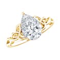 thumbnail image 1 of Rosec Jewels Lab Grown Diamond Pear Engagement Ring -0.6 Carat - Knot Ring for Women, 14K Yellow Gold, US 3.50, 1 of 8