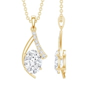 Rosec Jewels Lab Grown Diamond Pendant - Oval Diamond EF-VS Quality - Ready to Gift, 14K Yellow Gold