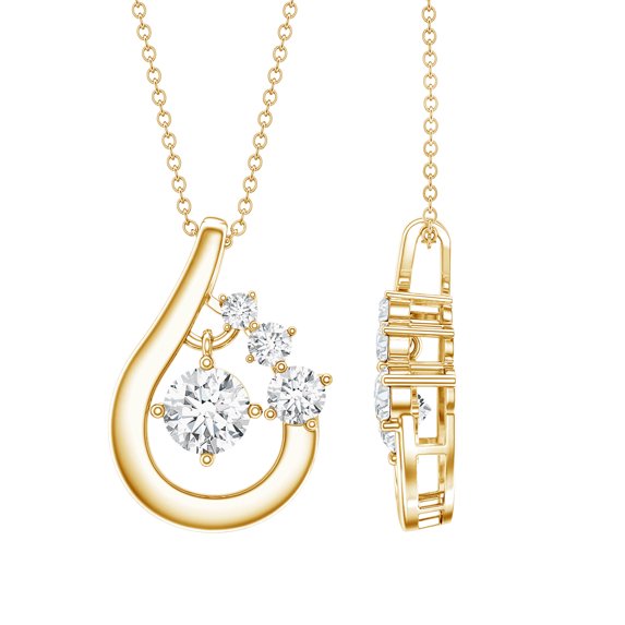 Rosec Jewels Lab Grown Diamond Pendant Cluster (EF-VS Quality) | Teardrop Necklace for Birthday, 14K Yellow Gold