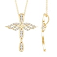 thumbnail image 1 of Rosec Jewels Lab Grown Diamond Cross Pendant (EF-VS Quality Certified) Angel Wings Cross Necklace - Ready to Gift for Christmas, 10K Yellow Gold, 1 of 8