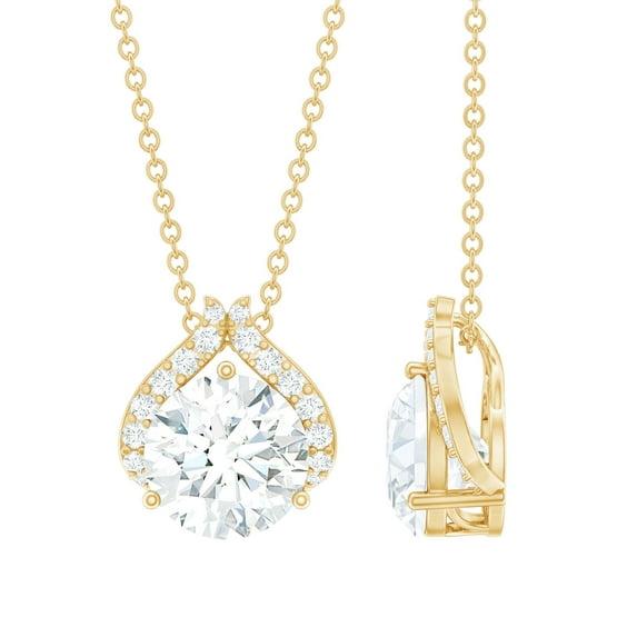 Rosec Jewels Lab Grown Diamond Pendant for Women (EF-VS Grade, with Chain) - Minimalist Necklace for Anniversary, 18K Yellow Gold