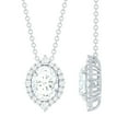 thumbnail image 1 of Rosec Jewels Lab Grown Diamond Pendant with Chain, Cocktail Necklace (6X8 mm Oval Diamond, EF-VS Grade), 14K White Gold, 1 of 8