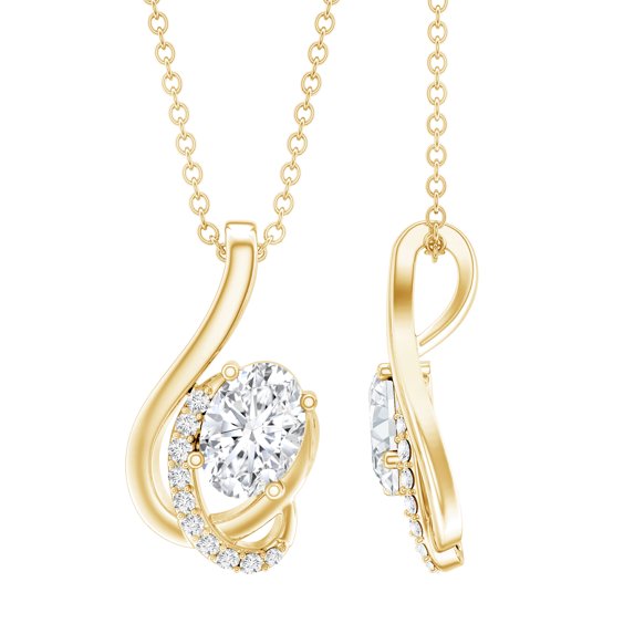 Rosec Jewels Lab Grown Diamond Pendant with Chain - EF-VS Grade Certified Necklace for Birthday, 18K Yellow Gold