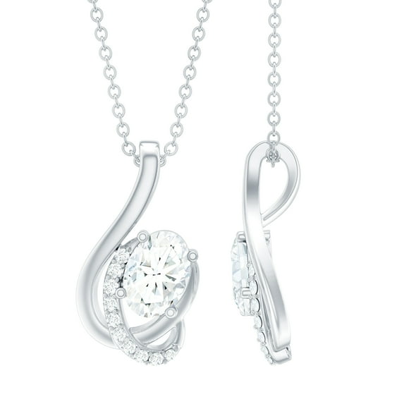 Rosec Jewels Lab Grown Diamond Pendant with Chain - EF-VS Grade Certified Necklace for Birthday, 925 Sterling Silver