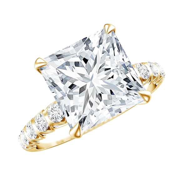 Rosec Jewels Lab Grown Diamond Princess Cut Engagement Ring 5 Carat - E-VS1 Quality - IGI Certified Diamond Solitaire Ring, 18K Yellow Gold, US 10.50