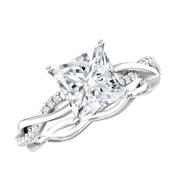 Rosec Jewels Lab Grown Diamond Princess Cut Engagement Ring with Hidden Halo (2 Carat, E-VS1 Grade) - IGI Certified Diamond Ring, 10K White Gold, US 7.00