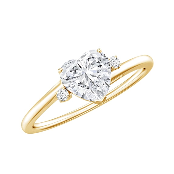 Rosec Jewels Lab Grown Diamond Promise Engagement Ring 1 ct - Ef-Vs Quality Certified Heart Bypass Ring, 10K Yellow Gold, US 5.00