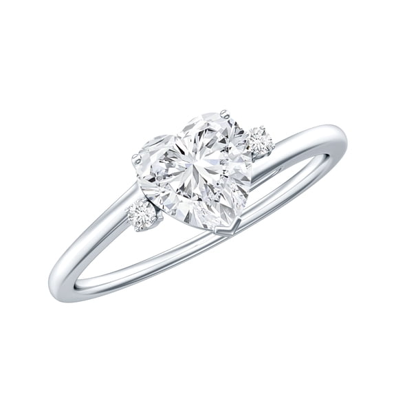 Rosec Jewels Lab Grown Diamond Promise Engagement Ring 1 ct - Ef-Vs Quality Certified Heart Bypass Ring, 925 Sterling Silver, US 4.00