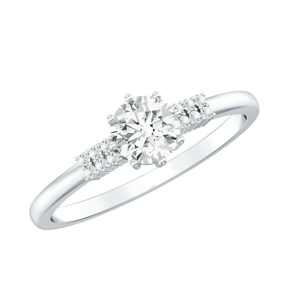 Rosec Jewels Lab Grown Diamond Promise Engagement Ring (5 mm, EF-VS Quality) - Ready to Gift, 14K White Gold, US 13.00