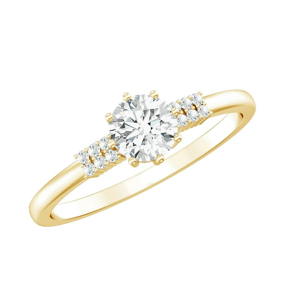 Rosec Jewels Lab Grown Diamond Promise Engagement Ring (5 mm, EF-VS Quality) - Ready to Gift, 14K Yellow Gold, US 12.00