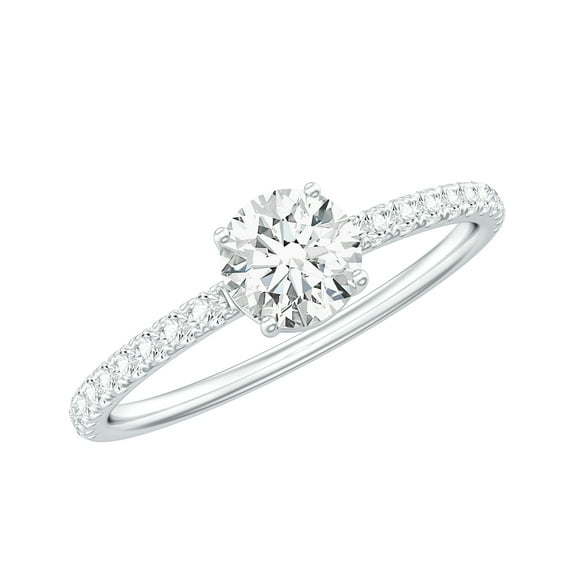 Rosec Jewels Lab Grown Diamond Promise Ring - Half Carat Diamond Ring - 5 MM - EF-VS Quality, 14K White Gold, US 7.00