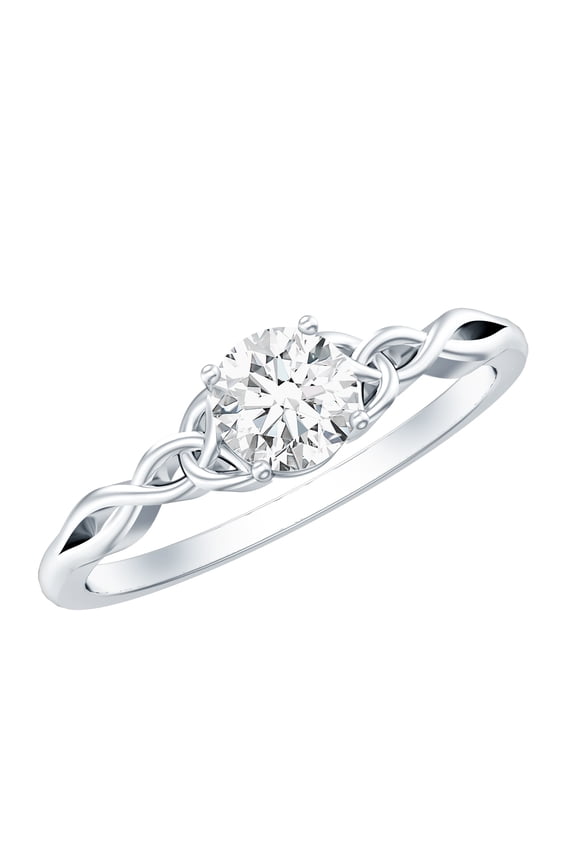 Lab Grown Diamond Promise Ring for Women - Celtic Knot Ring - EF-VS Grade Certified - Ready to Gift for Valentines, 14K White Gold, US 7.00