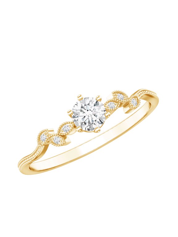 Lab Grown Diamond Promise Ring for Women (EF-VS Quality) - Valentines Day Ring, 14K Yellow Gold, US 7.00