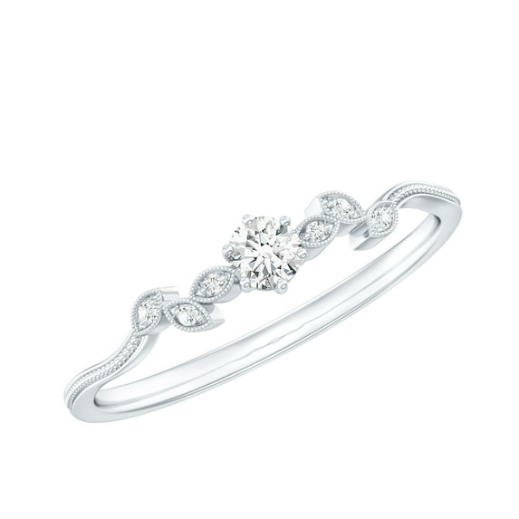 Rosec Jewels Lab Grown Diamond Promise Ring for Women (EF-VS Quality) - Valentines Day Ring, 18K White Gold, US 8.00