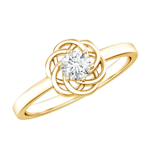 Rosec Jewels Lab Grown Diamond Promise Ring for Women - Interlocking Ring - EF-VS Quality - Ready to Gift with Jewelry Box, 18K Yellow Gold, US 12.50