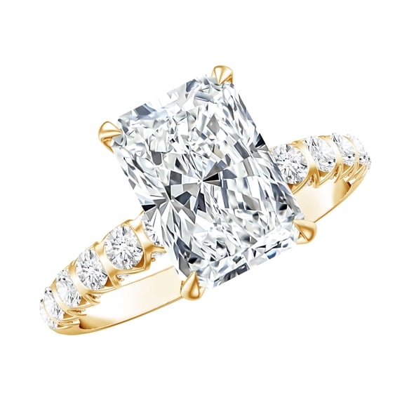 Rosec Jewels Lab Grown Diamond Radiant Cut Engagement Ring (IGI Certified, E-VS1 Quality) - 3 Carat Diamond Solitaire Ring, 14K Yellow Gold, US 6.50
