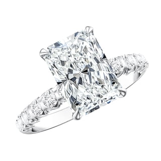 Rosec Jewels Lab Grown Diamond Radiant Cut Engagement Ring (IGI Certified, E-VS1 Quality) - 3 Carat Diamond Solitaire Ring, 925 Sterling Silver, US 4.00