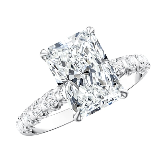 Rosec Jewels Lab Grown Diamond Radiant Cut Engagement Ring (IGI Certified, E-VS1 Quality) - 3 Carat Diamond Solitaire Ring, 925 Sterling Silver, US 4.00