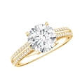 thumbnail image 1 of Rosec Jewels Lab Grown Diamond Ring 2 Carat - 8 mm Round Engagement Ring with Side Stones, 10K Yellow Gold, US 5.50, 1 of 9