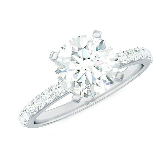 Rosec Jewels Lab Grown Diamond Ring 2 Carat - Circle Engagement Ring 8 mm - Certified EF-VS Quality, 925 Sterling Silver, US 4.00
