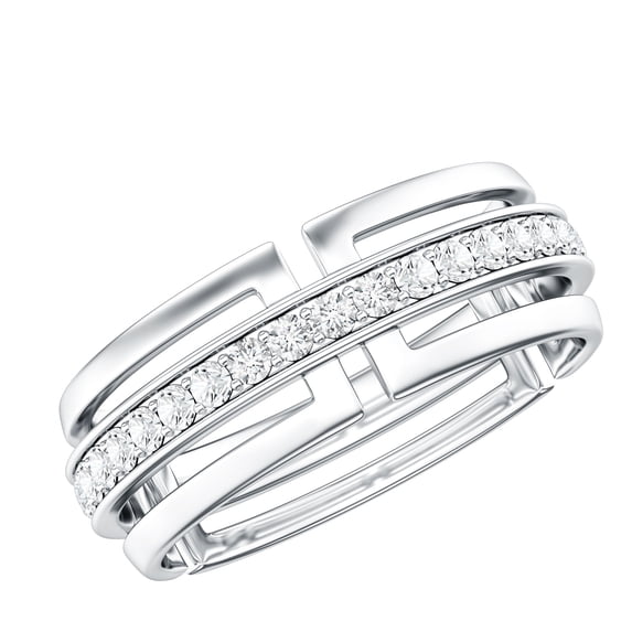 Rosec Jewels Lab Grown Diamond Ring - Unisex Wide Band Gender Neutral - Ready to Gift for Anniversary, 925 Sterling Silver, US 4.00