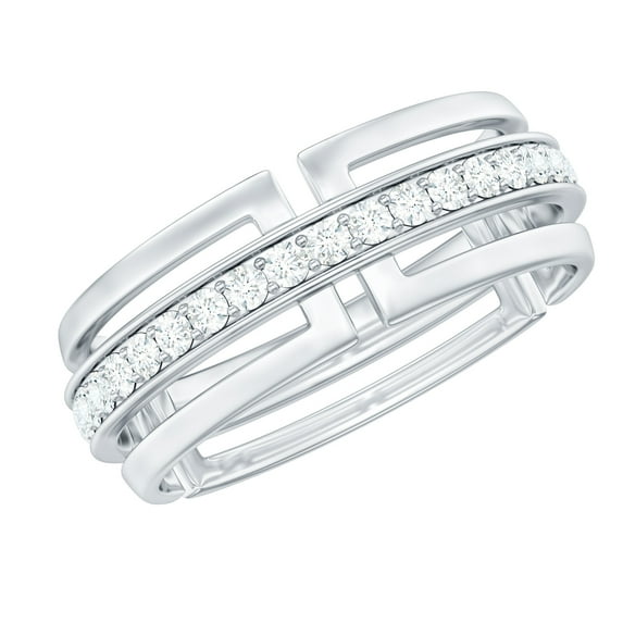 Rosec Jewels Lab Grown Diamond Ring - Unisex Wide Band Gender Neutral - Ready to Gift for Anniversary, 925 Sterling Silver, US 4.00