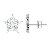 Rosec Jewels Lab Created Diamond Snowflake Stud Earrings for Women (Ef-Vs Quality), with Screw Back - Christmas Gift, 925 Sterling Silver