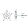 thumbnail image 1 of Rosec Jewels Lab Created Diamond Snowflake Stud Earrings for Women (Ef-Vs Quality), with Screw Back - Christmas Gift, 925 Sterling Silver, 1 of 6