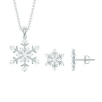Rosec Jewels Lab Grown Diamond Snowflake Jewelry Set for Women (Ef-Vs Quality) - Ready to Gift Christmas Earring and Necklace Set, 925 Sterling Silver