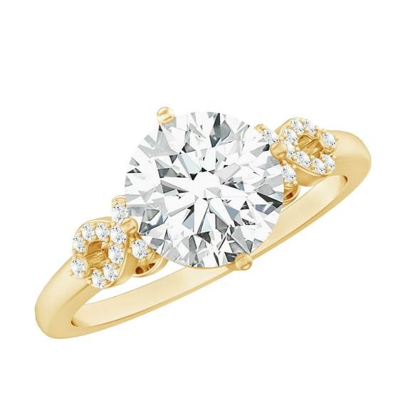 Rosec Jewels Lab Grown Diamond Solitaire Engagement Ring 2 Carat - 8 mm - EF-VS Grade Certified, 10K Yellow Gold, US 10.50