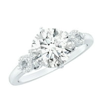 Rosec Jewels Lab Grown Diamond Solitaire Engagement Ring 2 Carat - 8 mm - EF-VS Grade Certified, 925 Sterling Silver, US 4.00