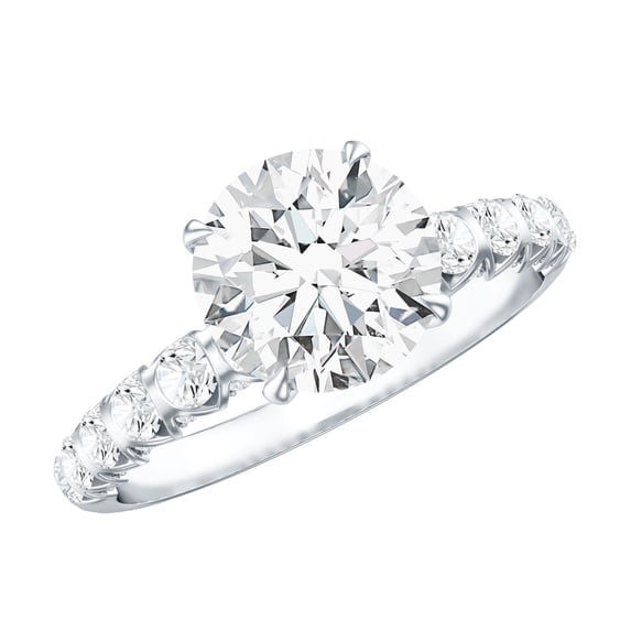 Rosec Jewels Lab Grown Diamond Solitaire Engagement Ring 2 Carat - IGI Certified (E-VS1 Quality) - with Jewelry Box, 925 Sterling Silver, US 4.00