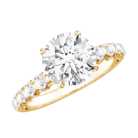 Rosec Jewels Lab Grown Diamond Solitaire Engagement Ring 2 Carat - IGI Certified (E-VS1 Quality) - with Jewelry Box, 10K Yellow Gold, US 9.00