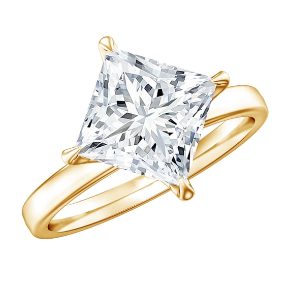 Rosec Jewels Lab Grown Diamond Solitaire Engagement Ring 3 Carat - IGI Certified - Princess Cut Diamond Ring - E-VS1 Grade, 18K Yellow Gold, US 7.00