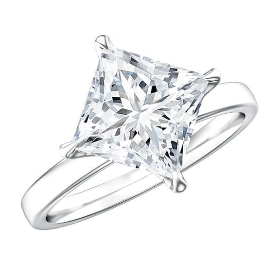 Rosec Jewels Lab Grown Diamond Solitaire Engagement Ring 3 Carat - IGI Certified - Princess Cut Diamond Ring - E-VS1 Grade, 925 Sterling Silver, US 4.00