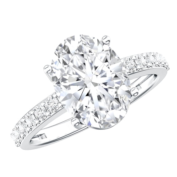Rosec Jewels Lab Grown Diamond Solitaire Engagement Ring 3 Carat - IGI Certified Oval Diamond Ring for Women - E-VS1 Grade, 925 Sterling Silver, US 6.00