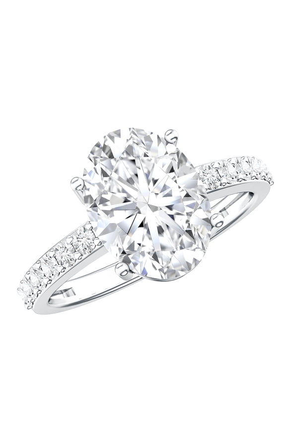 Lab Grown Diamond Solitaire Engagement Ring 3 Carat - IGI Certified Oval Diamond Ring for Women - E-VS1 Grade, 10K White Gold, US 10.50