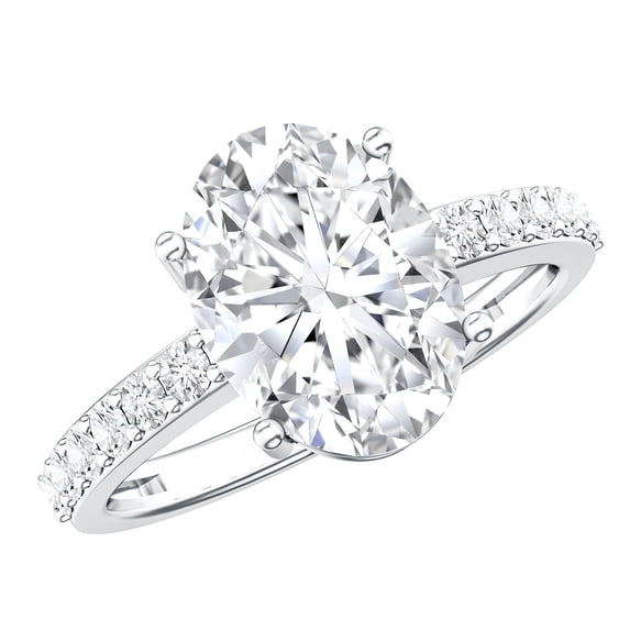 Rosec Jewels Lab Grown Diamond Solitaire Engagement Ring 3 Carat - IGI Certified Oval Diamond Ring for Women - E-VS1 Grade, 18K White Gold, US 8.50