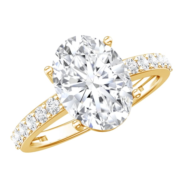 Rosec Jewels Lab Grown Diamond Solitaire Engagement Ring 3 Carat - IGI Certified Oval Diamond Ring for Women - E-VS1 Grade, 18K Yellow Gold, US 4.50
