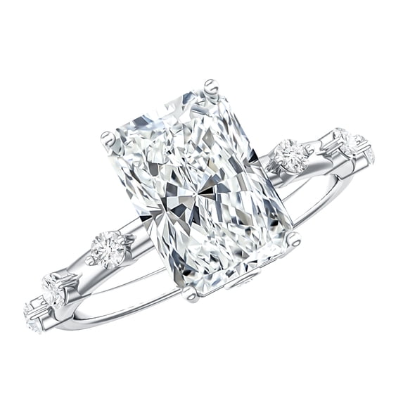 Rosec Jewels Lab Grown Diamond Solitaire Engagement Ring 3 Carat - IGI Certified Radiant Cut Diamond Ring - E-VS1 Quality, 10K White Gold, US 10.00