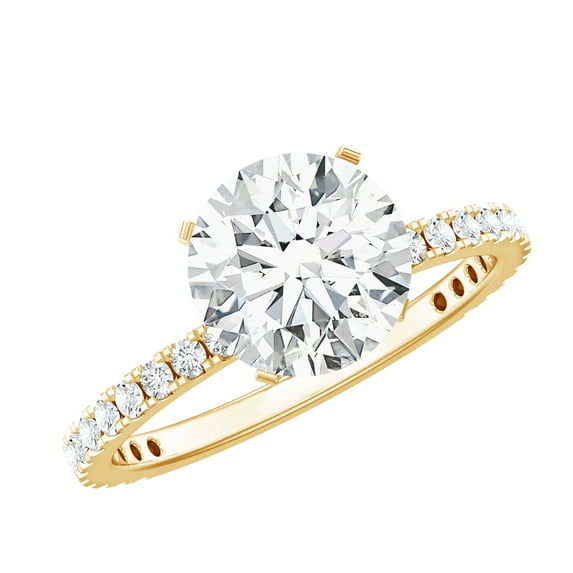 Rosec Jewels Lab Grown Diamond Solitaire Engagement Ring for Women - 8 mm - 2 ct - EF-VS Quality, 10K Yellow Gold, US 8.50