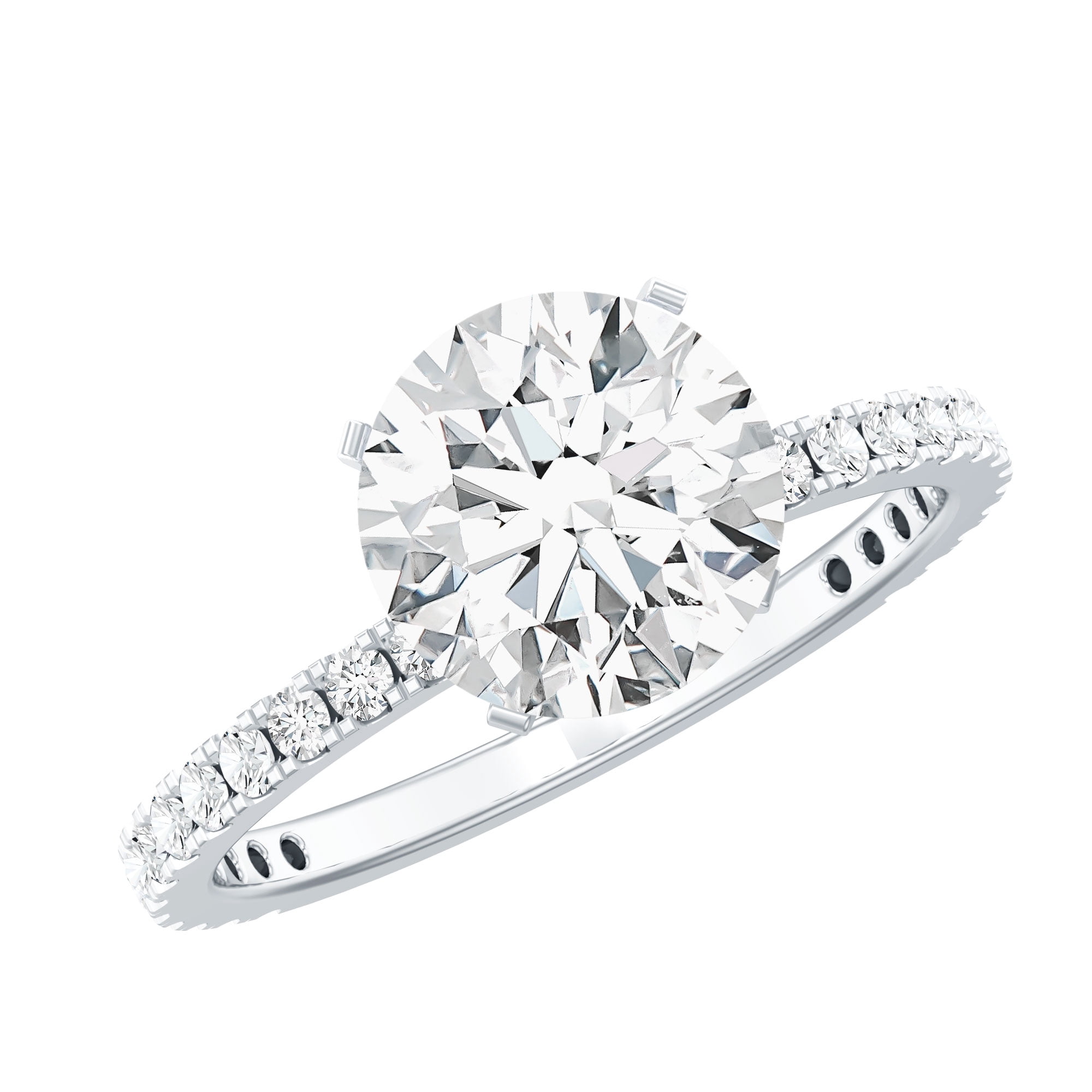 Rosec Jewels Lab Grown Diamond Solitaire Engagement Ring for Women - 2 ct - EF-VS Quality, 14K White Gold, US 8.00