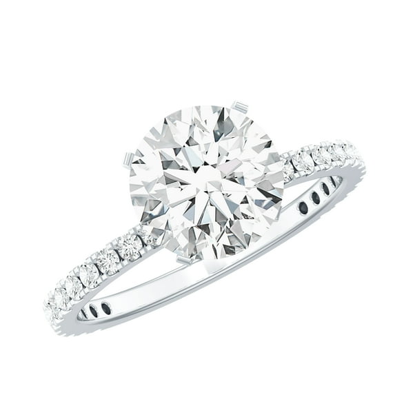 Rosec Jewels Lab Grown Diamond Solitaire Engagement Ring for Women - 8 mm - 2 ct - EF-VS Quality, 18K White Gold, US 4.50