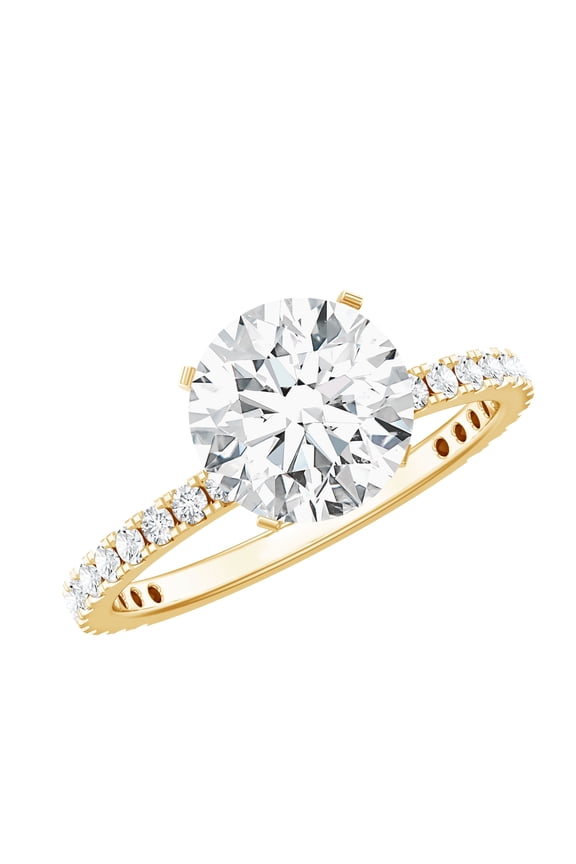 Lab Grown Diamond Solitaire Engagement Ring for Women - 2 Carat - EF-VS Quality Certified - with Jewelry Box, 18K Yellow Gold, US 6.00