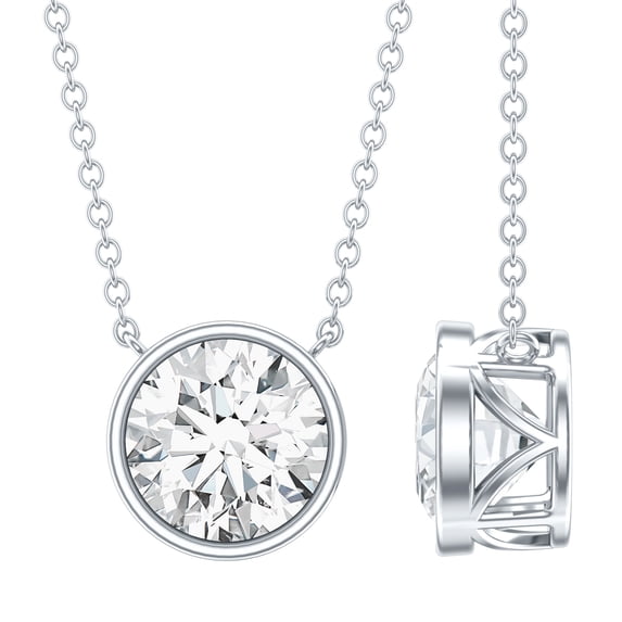 Rosec Jewels Lab Grown Diamond Solitaire Necklace for Women - IGI Certified - 2 Ct - E-VS1 Grade - Gift for Special Occasions, 925 Sterling Silver