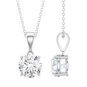 Rosec Jewels Lab Grown Diamond Solitaire Pendant Necklace with Chain - IGI Certified 3 Ct - E-VS1 Grade - with Jewelry Box, 925 Sterling Silver